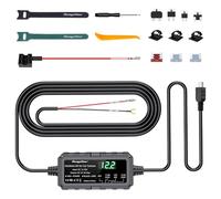 Range Tour Kit Cablaggio Mini USB con Schermo LED, 12V-32V a 5V 3A Auto Cavo di Ricarica Kit 4m 2-Core con Protezione Regolabile a Bassa Tensione Dash Cam Hardwire Kit Monitoraggio Parcheggio 24 Ore