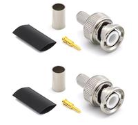 RANGEFUL BNC maschio Connettore 50 Ohm a crimpare tipo per cavo coassiale LMR240 LMR-240 RG59U RG8X RG-8X nichelato con pin placcato oro (confezione da 2)