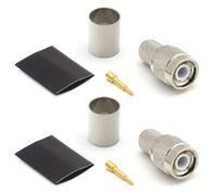 TNC maschio Connettore 50 Ohm a crimpare tipo LMR400 Belden 9913 RG8 nichelato con pin placcato oro (confezione da 2)