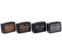 Ranger Inchiostro per archivio Distress Archival Ink Kit 3-Hickory Smoke/Vintage Photo/Ground Espresso/Black Soot, Vario, 4 Mini Pads