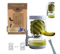 Ranji - Barattolo Clessidra per Sottaceti in Vetro 900ml - Contenitore Ermetico Senza BPA con Forchettina Inclusa - Barattolo per Olive, Cetriolini, Frutta Sciroppata - Facile da Pulire