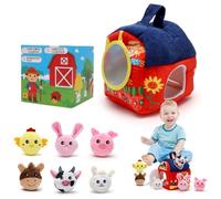 RANJIMA Giocattolo per bambini da 6 a 12 mesi, morbido set da fattoria con 6 animali, sonagli e specchi, giocattolo sensoriale Montessori, giocattolo educativo, calendario dell'Avvento e regalo di