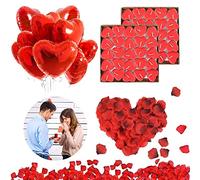 RANJIMA Kit Decorazione Matrimonio, Set Decorazione Romantica, Decorazione Coppia, Candele Rosse A Forma Di Cuore, Palloncini Cuore Rosso Foil Rosa per Matrimonio/Anniversario/Fidanzamento