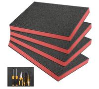 RANJIMA Pannello in schiuma, 4 pezzi, 40 x 30 x 2,5 cm, colore nero e rosso, cassetta degli attrezzi, inserto per valigia, inserto per attrezzi