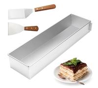 RANJIMA Stampo per torta tiramisù, Teglia da forno Rettangolare Regolabile in lega di Alluminio per la Preparazione di torte Pane torte a Strati per Compleanni Matrimoni Feste