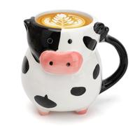 RANJIMA Tazza di mucca 3D con animale, 585 ml, tazza da tè in ceramica con motivo di mucca, divertente tazza di mucca, dolce tazza da tè, tazza da caffè per bambini, ragazze, donne e amanti della