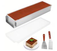 RANJIMA Teglia rettangolare regolabile rettangolare con coperchio in acrilico, stampo per torte in lega di alluminio, per preparazione di torte, toast, pane, torte a strati, per feste di compleanno