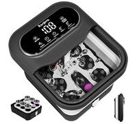 Ranjova Spa per piedi pieghevole con massaggio elettrico rotante, pediluvio con calore, bolle, controllo della temperatura e 24 sfere massaggianti shiatsu motorizzate, vasca idromassaggio per piedi