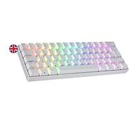 Ranked N60 Nova Tastiera da Gioco Meccanica Mini 60% | Hotwap Gaming Keyboard | 62 Tasti Retroilluminati LED RGB | Cavo USB | Per Mac, PC Windows | QWERTY ISO UK (Bianco, Gateron Brown)