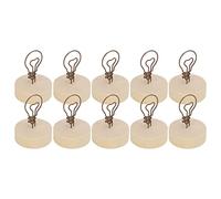 Rankomu 10 segnaposto a forma di lampadina, base in legno, semplice e carino, ornamento da scrivania per foto e biglietti, altezza 6,5 cm