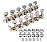 Rankomu Chiave vocale per chitarra folk, sintonizzatori aperti a testa di macchina in metallo a 12 corde, configurazione 6+6, parti di ricambio per chitarra folk, alta precisione, finitura argento