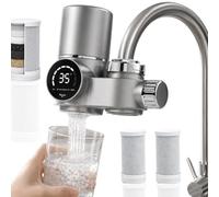 Rankomu Filtro dell'acqua per rubinetto con display a LED, filtraggio a 7 stadi e doppia modalità, riduce cloro, calcare e sedimenti, UV senza sostanze chimiche, design salvaspazio (6 adattatori