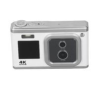 Rankomu Fotocamera digitale 4K HD, Dual Cam con doppio schermo IPS, zoom 16X, messa a fuoco automatica, torcia elettrica, design piccolo portatile, bianco