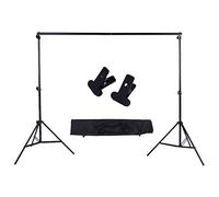 Rankomu Kit di supporto per sfondo regolabile, 2 x 2 x 3 m, con traversa e morsetti, supporto per sfondo fotografico, in alluminio, portatile, con borsa per il trasporto