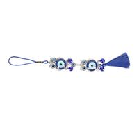 Rankomu Ornamento a forma di gufo con occhi blu, amuleto portafortuna per ricchezza, decorazione per specchio auto da appendere, ornamento da appendere per interni per ufficio, 10 cm