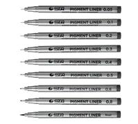 Rankomu Set di penne a base d'acqua, 9 punte di diverse dimensioni, inchiostro nero per disegnare, scrivere, fare schizzi, resistente all'acqua, 0,5 mm