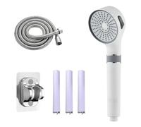 Rankomu Soffione doccia filtro 3 in 1 con filtro ai carboni attivi ACF - Testa intercambiabile con 3 funzioni - Tubo da 1,5 m + supporto - Spray massaggio pioggia - Universale 1/2 pollici
