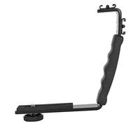 Rankomu Staffa a L per flash per fotocamera Dual Hot Shoes Holder Adattatore di montaggio per microfono DV e luce LED, staffa flash L per fotografia, compatibile con hot shoe standard, nero
