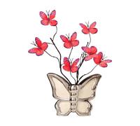 Ranley Vaso decorativo - Decorazioni per la casa in ceramica con motivi a farfalla | Pezzo centrale decorativo per tavolo - Decorazione per matrimoni ed eventi