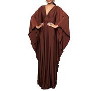RANMEY Donne Abito Maxi V Collo Abito Lungo Notte Robe Room Indossare Corpo Coprire Estate Coprire Costume da Bagno（caffè 137 * 113cm）