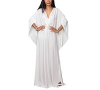 RANMEY Donne Abito Maxi V Collo Lungo Abito da Notte Robe Camera Indossare Corpo Coprire Estate Coprire Costume da Bagno（Bianco 137 * 113cm）