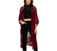 RANMEY Donne Vestito Pizzo Camera Sexy Usura Notte Abito Mesh Ricamo Cardigan Corpo Coprire Costume da Bagno Spiaggia Camicetta Spiaggia Resort（Rosso Vino 110 * 57cm）