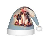 rannsut Cappelli di Babbo Natale della comodità del cappello di Natale della stampa della mucca sveglio per il partito del costume di Natale ed evento