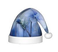 rannsut Cappelli di Babbo Natale di comfort del cappello di Natale della stampa dei fiori blu per il partito del costume di Natale ed evento