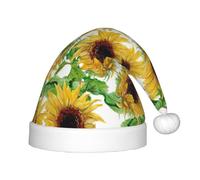 rannsut Cappelli di Babbo Natale di comfort del cappello di Natale della stampa dei girasoli gialli per il partito del costume di Natale ed evento