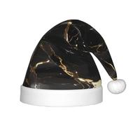 rannsut Cappelli di Babbo Natale di comfort del cappello di Natale della stampa del marmo dell'oro nero per il partito del costume di Natale ed evento