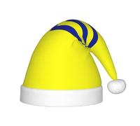 rannsut Cappelli di Babbo Natale di comfort del cappello di Natale della stampa delle strisce gialle e blu per il partito del costume di Natale ed evento
