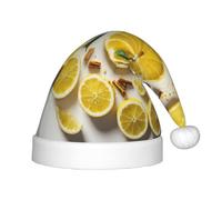 rannsut Cappelli di Babbo Natale di comodità del cappello di Natale giallo della stampa del limone per il partito del costume di Natale ed evento