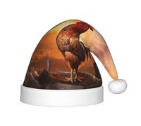 rannsut Cappello di Babbo Natale con stampa di gallo su legno nei terreni agricoli per feste in costume di Natale ed eventi festivi