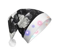 rannsut Cappello di Natale con rose bianche e nere, decorazioni unisex, per festival, cosplay, feste di Natale