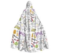 rannsut Mantello unisex con stampa della Torre Eiffel francese di Parigi, mantello da carnevale gotico per feste in maschera