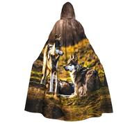 rannsut Mantello unisex con stampa di lupi, mantello gotico per carnevale e feste in maschera
