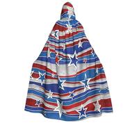 rannsut Mantello unisex con stelle patriottiche e strisce per il giorno dell'indipendenza, mantello gotico per carnevale, mantello mistico per feste in maschera