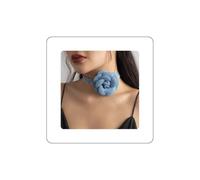 Rannyrena Collana girocollo vintage con fiori in denim blu, bracciale floreale con fiore artificiale, collana da polso, elegante accessorio da donna (14 cm)