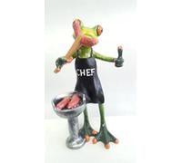 Ranocchio con barbecue verde chiaro, 14 cm, Giardino - Decorazione