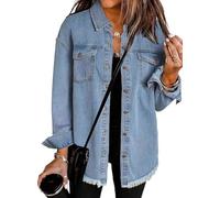 Ranphee Camicia Donna Elegante Manica Lunga Giubbino Jeans Casual Con Bordi Sfilacciati Oversize Outfit Autunnali 2026