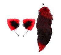 ranrann 2 Pezzi Sexy Toys per Donna Gattina Costume Sexy Hot per Sesso Anale Plug Coda Gatto Anale in Metallo Inossidabile Cerchietto per Capelli con Orecchie Volpe Rosso&Nero Taglia unica