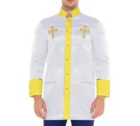 ranrann Roba Sacerdotale Per Uomo Giacca Con Colletto A Mandarino E Croce Ricamata Giacca A Lungo Delle Chiese Abito Per Coro Mantello Spirituale Camicia Tunica Bianco 3XL