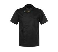 ranrann Unisex Giacca da Chef Uomo Donna Divisa Chef Camicia da Cuoco Maglietta da Lavoro Cameriere Camicia da Cucina Pizzeria Hotel Panetteria Ristorante Mensa Manica Corta Nera 3XL