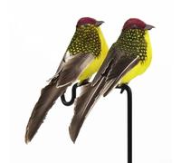 RANRAO 2 uccelli artificiali in schiuma con clip di passero piumato, uccellini in schiuma artificiale, per fai da te, artigianato, decorazione, casa, giardino (giallo)
