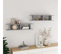 Rantry 2 Mensole Parete 2pz Grigio Cemento 90x18x20 cm Legno Multistrato, Mensola da Muro, Scaffale da Parete Appendere Ripiano per Ingresso Ripiano Mobili