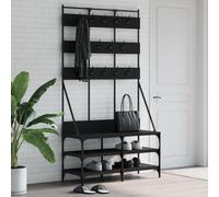 Rantry Appendiabiti con Porta Scarpe Nero 100x40x184 cm Mobili, Appendiabiti da Terra Salvaspazio, Stand Appendiabiti, Attaccapanni Grucce i1