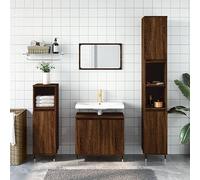 Rantry Armadietto Bagno Rovere Marrone 58x33x60cm in Legno Multistrato, Mobiletto Portaoggetti Ripiani Salvaspazio, Credenza Armadio da Cucina, Mobiletto Armadio di Stoccaggio per Soggiorno Camera G