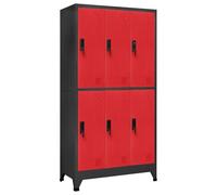 Rantry Armadietto con Serratura Antracite e Rosso 90x45x180cm Acciaio, Armadio Ripostiglio con 6 Scomparti, Ripiani per Armadio Interno, Armadietto da Esterno, Mobili da Esterno Portascope Interna A