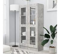 Rantry Armadietto Libreria con Vetrina Grigio Cemento 82,5x30,5x150 cm Truciolato, Libreria Verticale Salvaspazio Libreria Scaffale con Scomparti, Libreria da Terra per Soggiorno, Studio, Camera