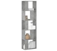 Rantry Armadietto Libreria Vetrina, Libreria 5 Ripiani Grigio Cemento 45x23,5x162,5cm Multistrato, Armadietto Libreria Vetrina, Libreria Verticale Salvaspazio Scaffale, Libreria da Terra